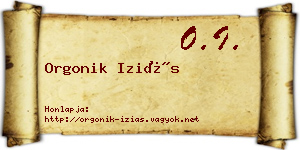 Orgonik Iziás névjegykártya